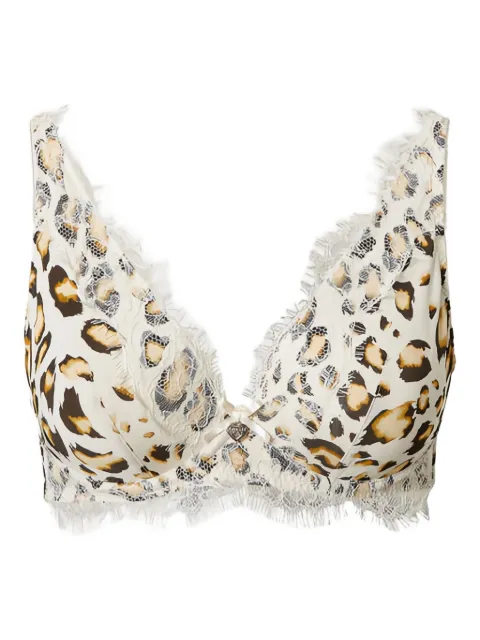 TWINSET animal-print lace-trimmed bra Neutrals 232LL6N55