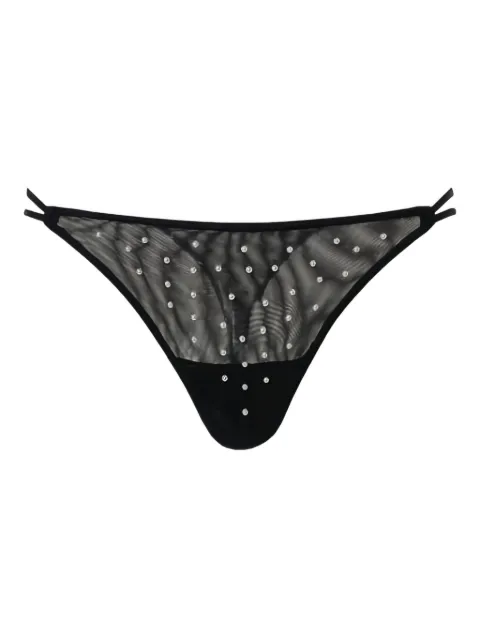 TWINSET pearl-embellished tulle thong Black 232LL6H88