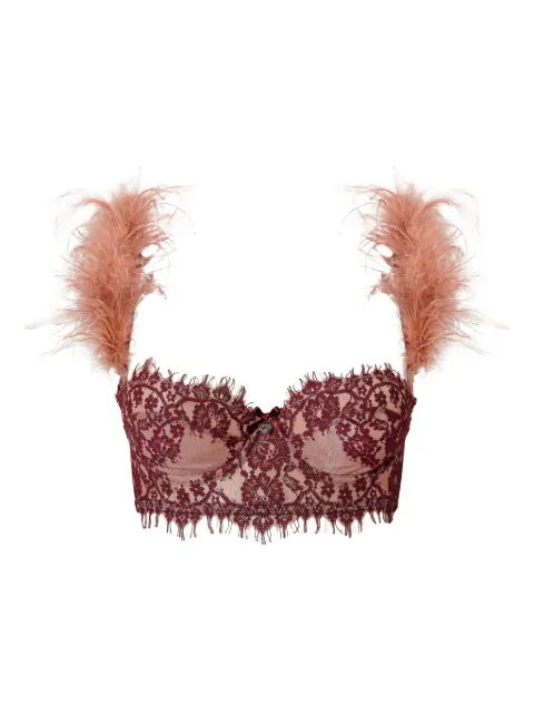 TWINSET feather-trimmed balconette bra Pink 232LL6B33