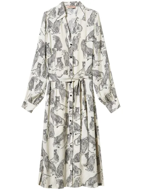 TWINSET jaguar-print midi shirt dress White 242TP2232