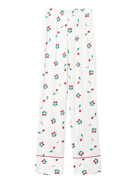 TWINSET cherry-pattern satin pajama bottoms White 241LL2HBB