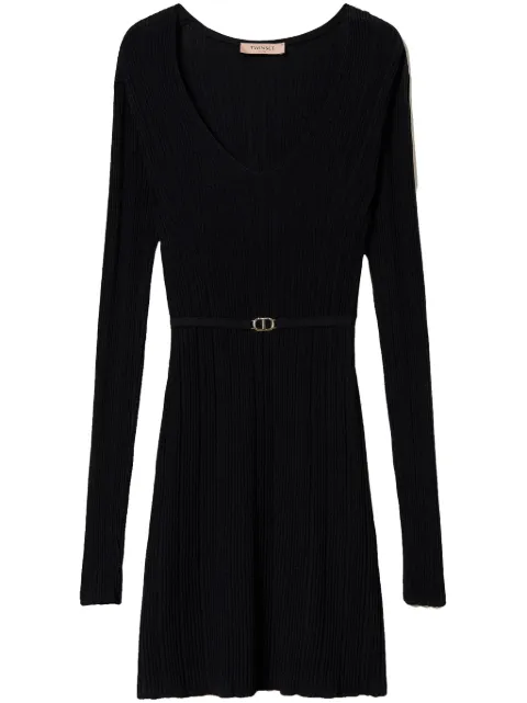 TWINSET ribbed-knit belted minidress Black 242TP3041