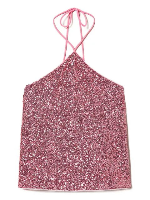 TWINSET sequined halter top Pink 241LB21AA
