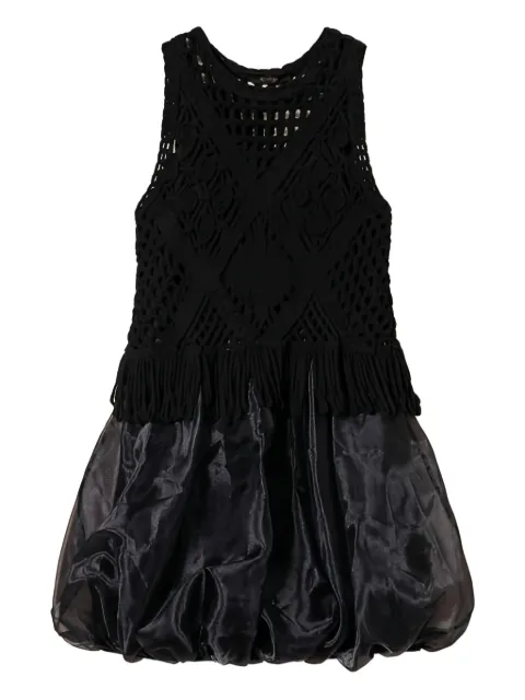 TWINSET crochet-trimmed bubble mini dress Black 241AT3010
