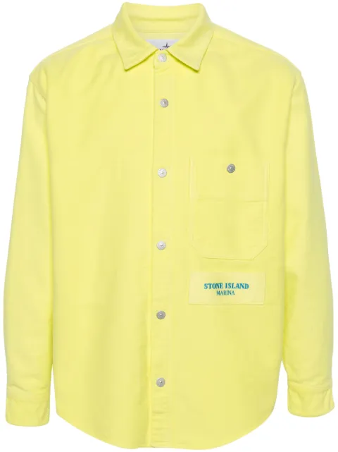 Stone Island logo-embroidered shirt Yellow 8115109X6
