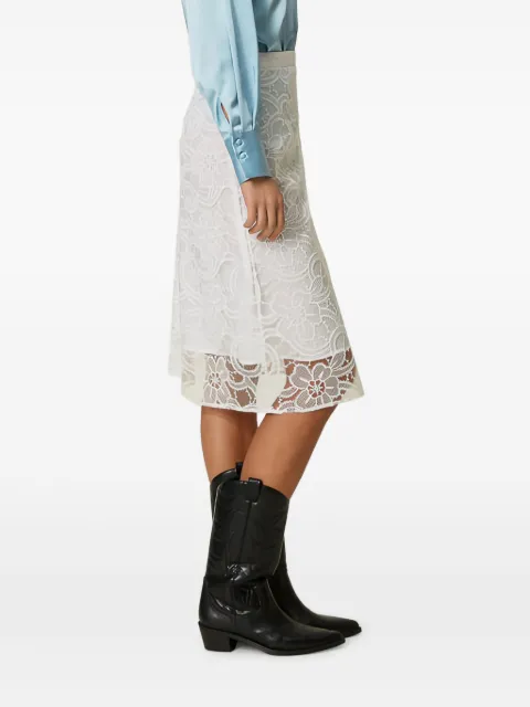 TWINSET floral-lace midi skirt White 241AP2293
