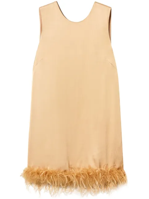 TWINSET feather-detail satin-finish mini dress Orange 242TP2340