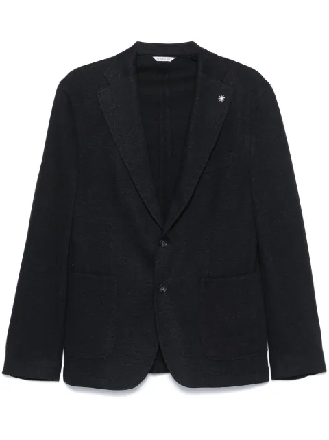 Manuel Ritz brooch-detail blazer Blue 3732G2728M243696