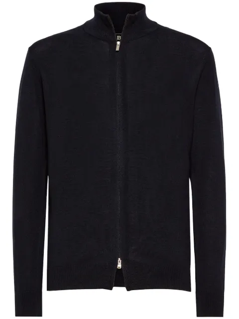 Boggi Milano merino-wool zip cardigan Blue BO24C000301