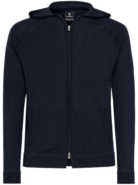 Boggi Milano merino-wool zip hoodie Blue BO24C000401