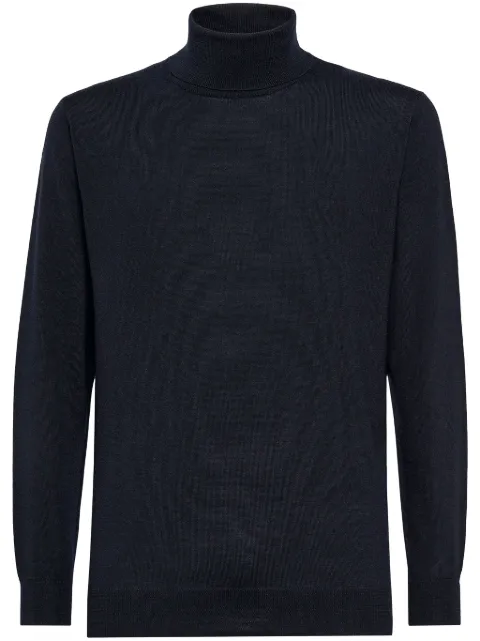 Boggi Milano merino-wool roll-neck sweater Blue BO24C000101