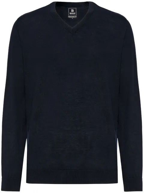 Boggi Milano merino-wool V-neck sweater Blue BO24C000501