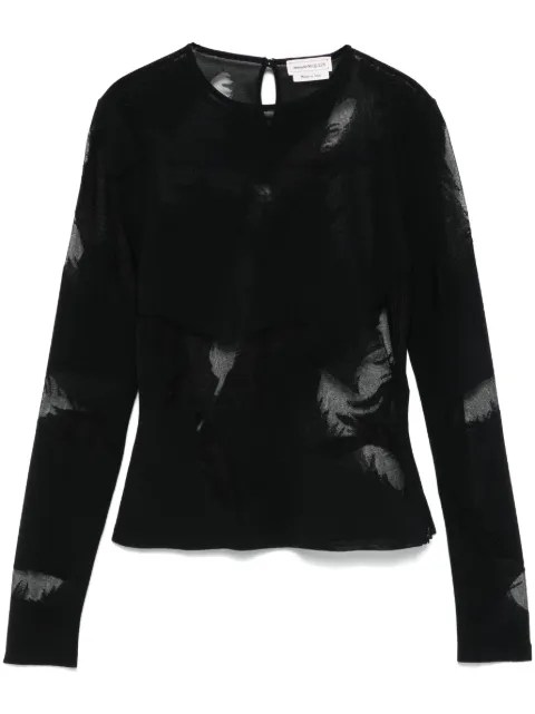 Alexander McQueen feather-intarsia blouse Black 798379Q1BAV