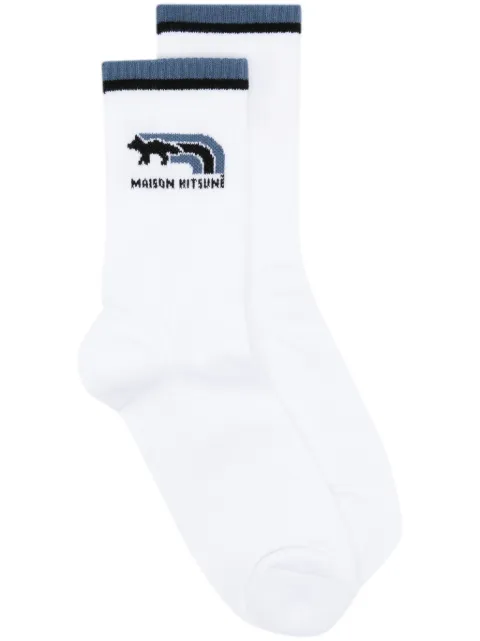 Maison Kitsuné Flash Fox socks White NM06431KT0010P446