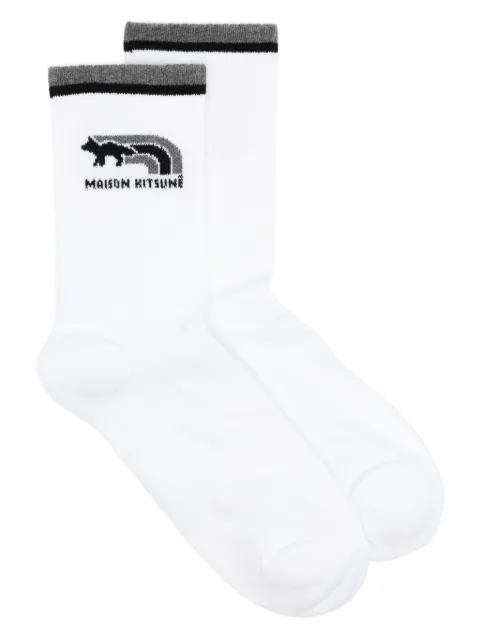 Maison Kitsuné intarsia-knit logo socks White NM06430KT0010P184