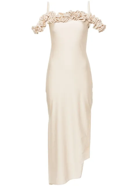 Coperni ruffled-detailing midi dress Neutrals COPR113545