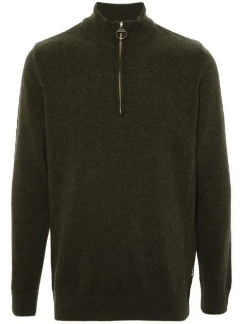 Barbour tartan-patch half-zip sweater Green MKN0837OL76