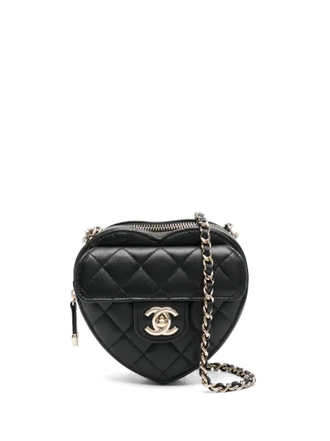 CHANEL Pre-Owned 2022 mini Heart cross body bag Black CHANELHEARTNERO