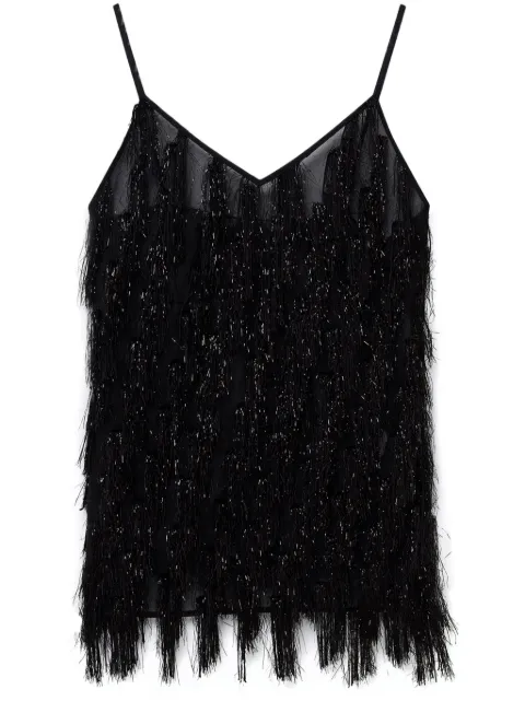 Stella McCartney Glitter-Tassel V-neck tank top Black 6T02093EJ356