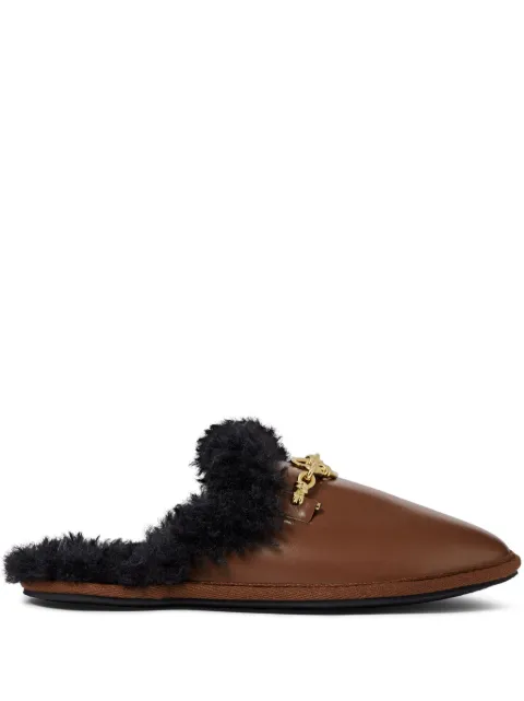 Stella McCartney logo-plaque slippers Brown 810466E00205
