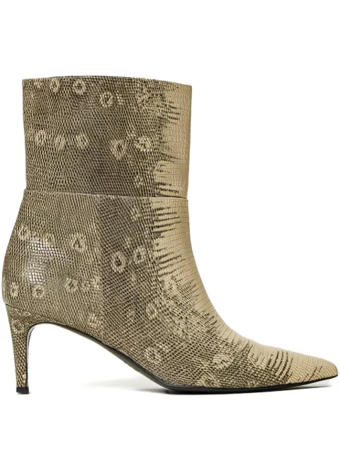 TWINSET lizard-print pointed-toe boots Gold 232TCT222