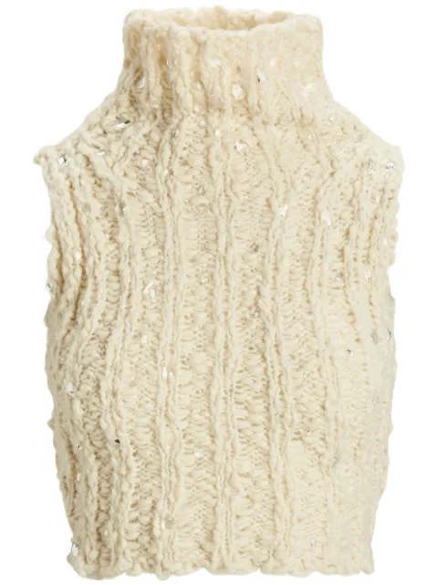 Ralph Lauren Collection textured high-neck tank top White 290956228001