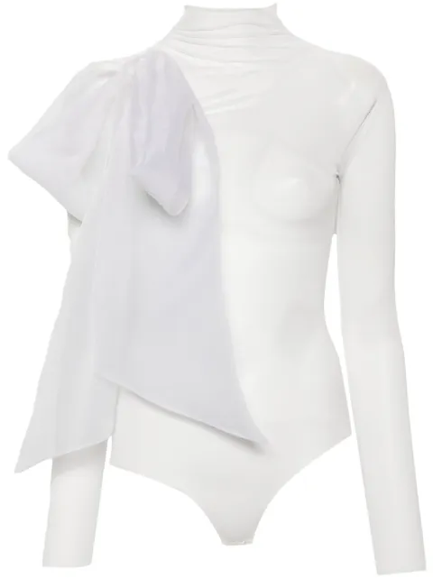 Atu Body Couture semi-sheer bow-detail bodysuit White AT23216
