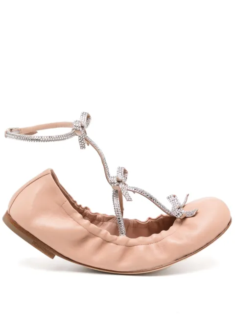 René Caovilla Caterina leather ballerina shoes Pink C12074010NA01Y260