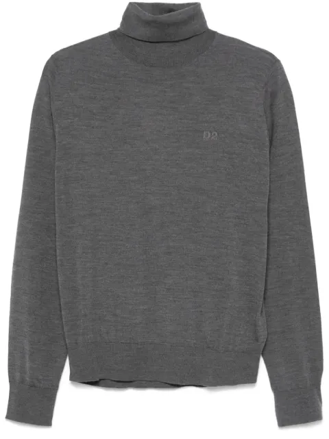 DSQUARED2 logo-embroidered turtleneck sweater Grey S74HA1440S18310