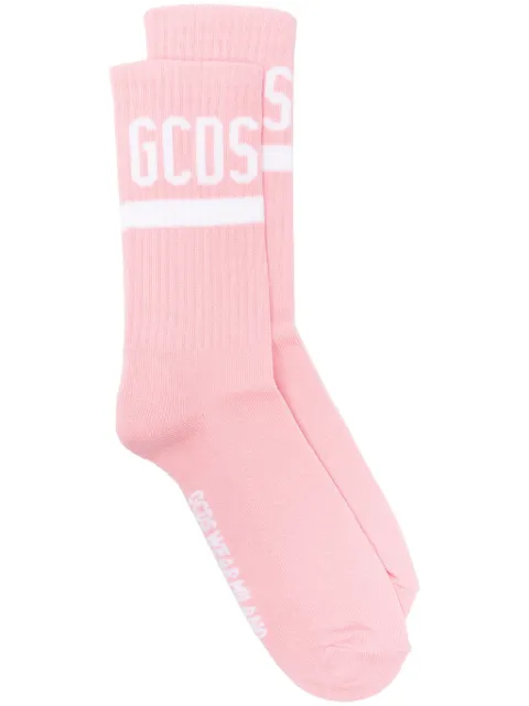 GCDS intarsia-logo crew socks Pink A2OU3800KC7