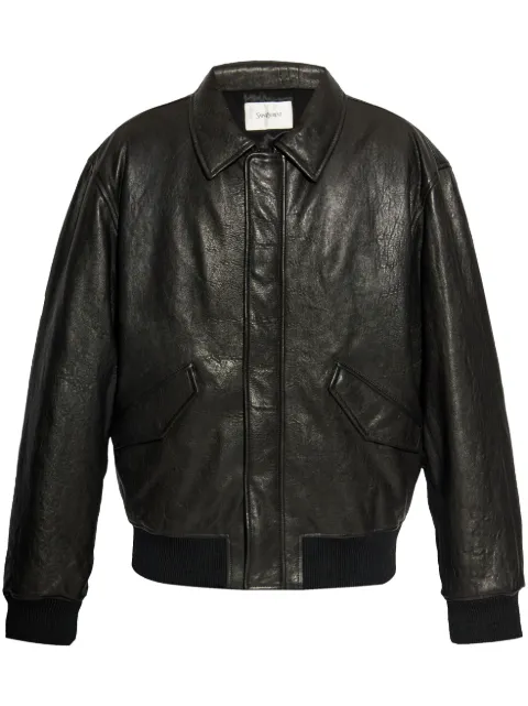 Saint Laurent leather bomber jacket Black 798521YCNF2