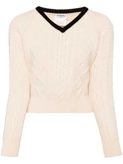 CHANEL Pre-Owned 1996 v-neck sweater Neutrals 96APO8001V00293B0786
