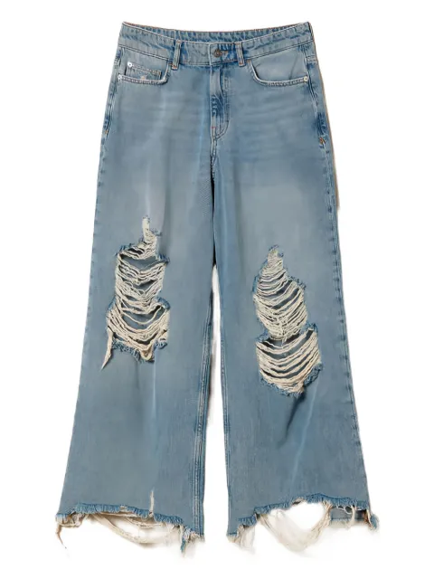TWINSET frayed wide-leg jeans Blue 241AT2210