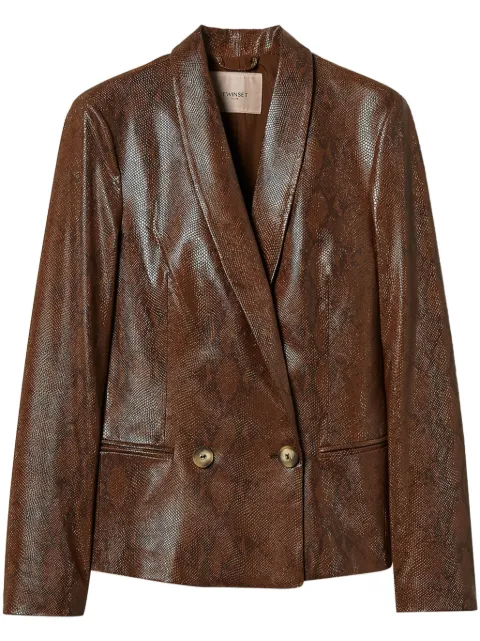TWINSET lizard-skin effect faux leather blazer Brown 242TT2233