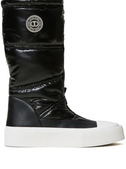 TWINSET logo-appliqué padded boots Black 242TGT200