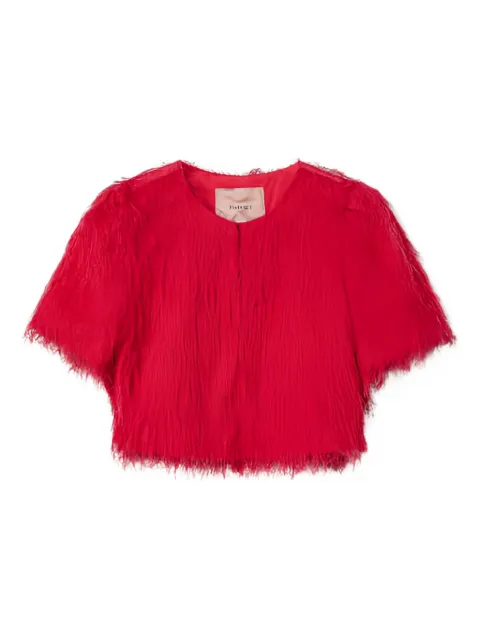 TWINSET feather-effect short-sleeved jacket Red 241TP2435