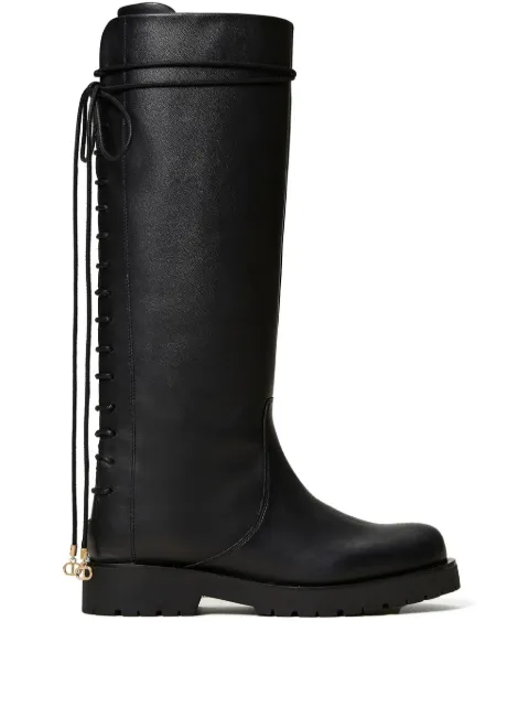 TWINSET lace-up leather boots Black 242TGT164