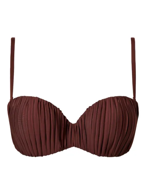 TWINSET pleated bandeau bikini top Brown 241LMMA12