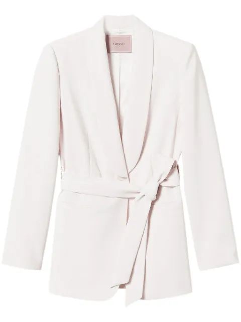 TWINSET Oval T chain belted blazer White 242TP2086