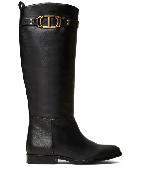 TWINSET Oval T leather boots Black 242TCP092