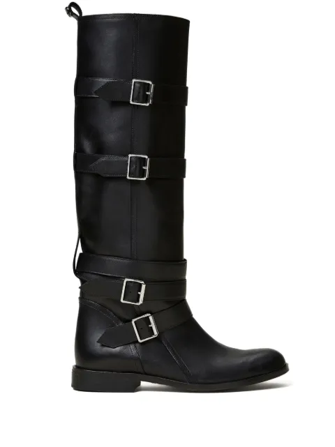 TWINSET buckle-strap leather boots Black 242TGT124