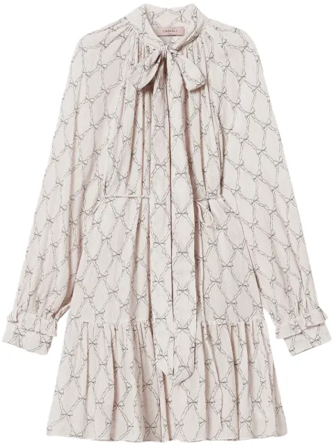 TWINSET bow-print creponne mini dress Neutrals 242TT2440