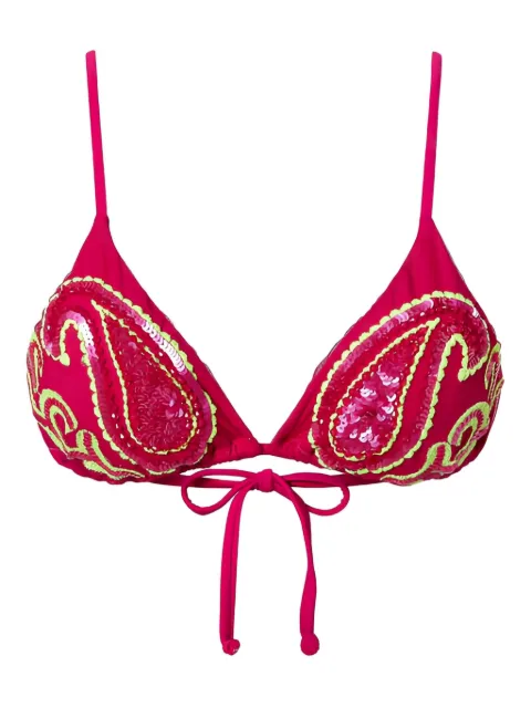 TWINSET sequin-embellished triangle bikini top Pink 241LBM422