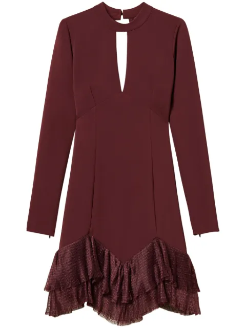 TWINSET pleated tulle flounces mini dress Red 242TT2302