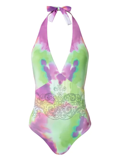 TWINSET tie-dye halter-neck swimsuit Purple 241LBMCZZ