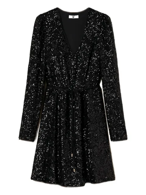 TWINSET sequin puff-sleeve mini dress Black 241LB21EE
