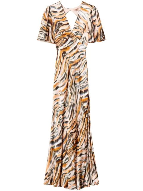 TWINSET tiger-print satin maxi dress Neutrals 242TP2651