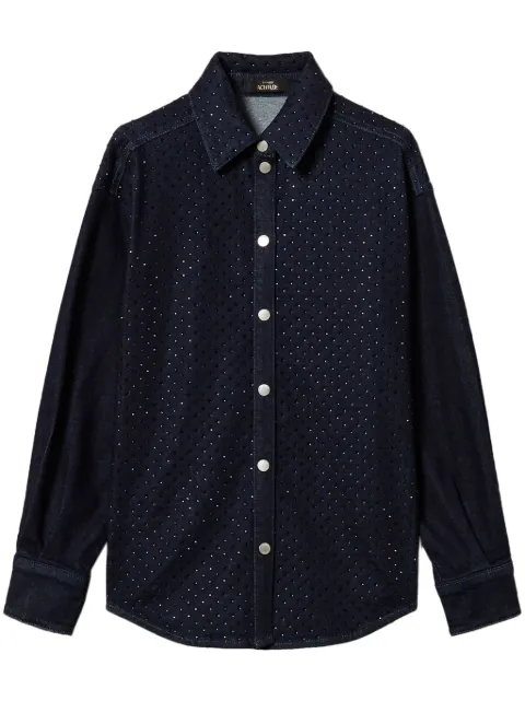 TWINSET rhinestone-embellished denim shirt Blue 242AP2360