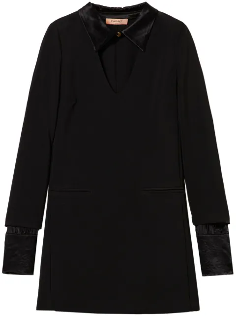 TWINSET satin-details crepe minidress Black 242TF2053