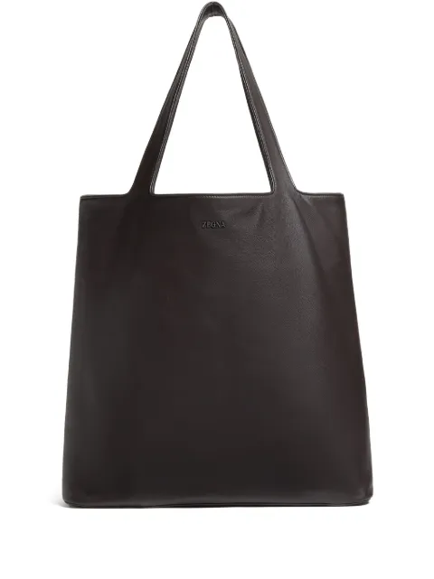 Zegna Secondskin leather tote bag Brown LHOTOC2241Z